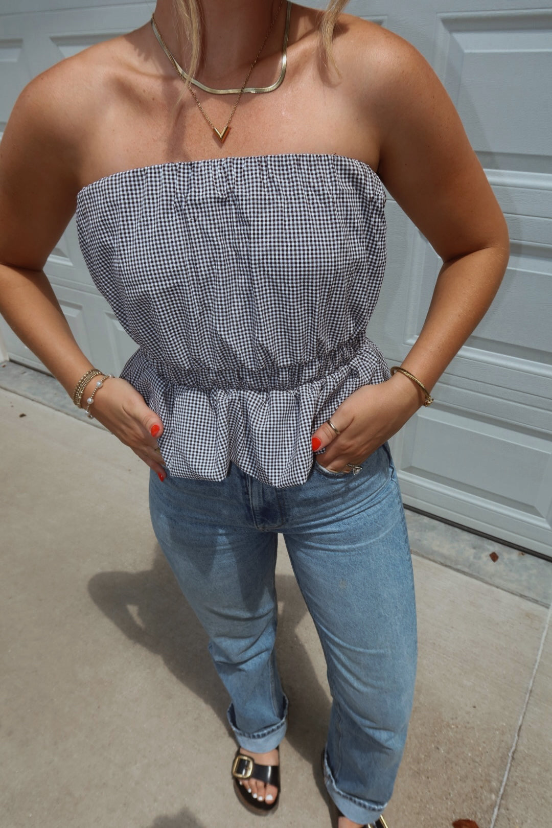 GINGHAM TUBE TOP