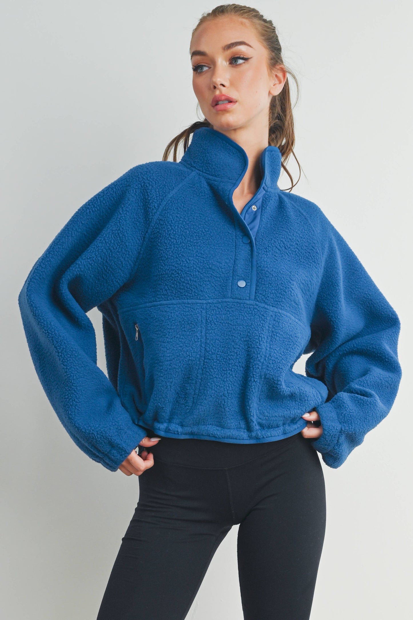 FLEECE BUTTON FRONT PULLOVER